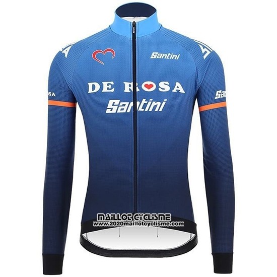 2019 Maillot Ciclismo Casteli DE Rose Bleu Manches Longues et Cuissard